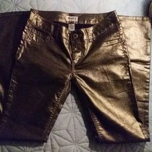 Metallic Gold Junior Skinny Jeans